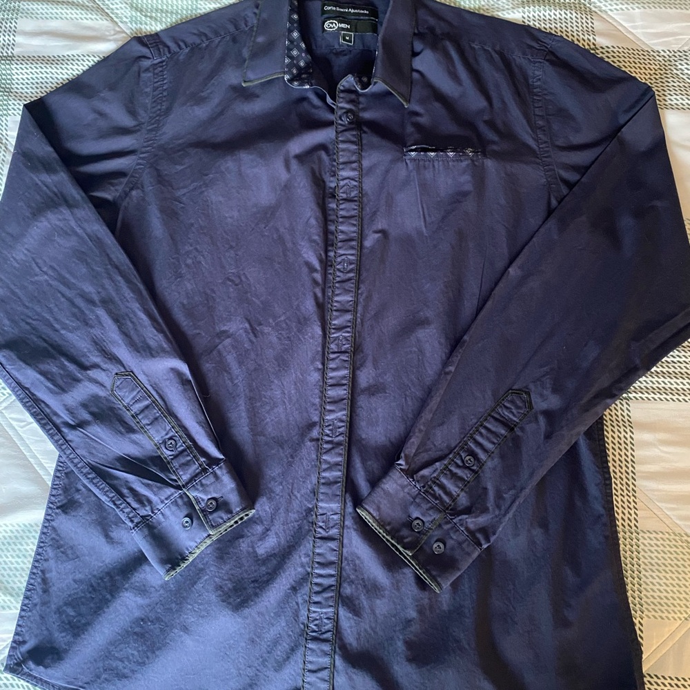 C&A Men's Navy Blue Shirt Semi Slim size M